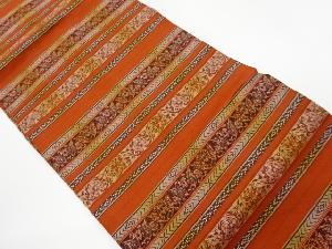 リサイクル　横段に抽象模様織出し名古屋帯